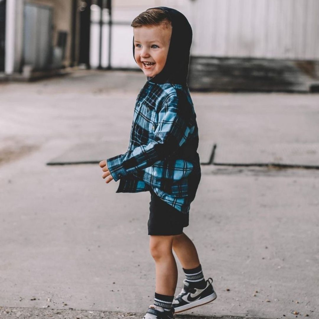 Flannel Hooded Shirt | Ocean