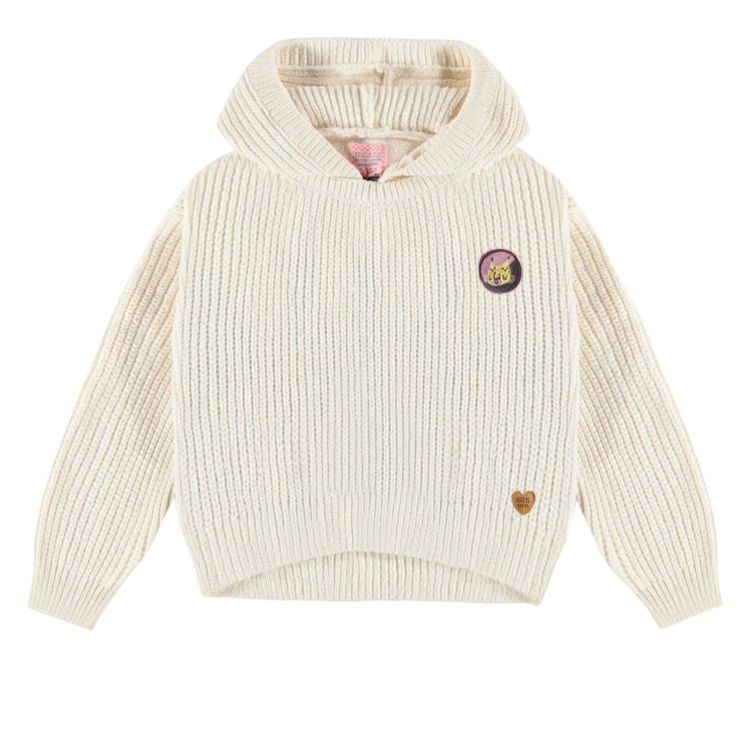 Chenille hooded sweater in snow front