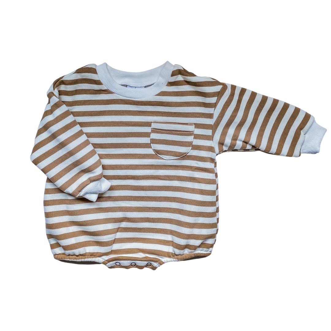 Sweatshirt Romper | Neutral Stripes