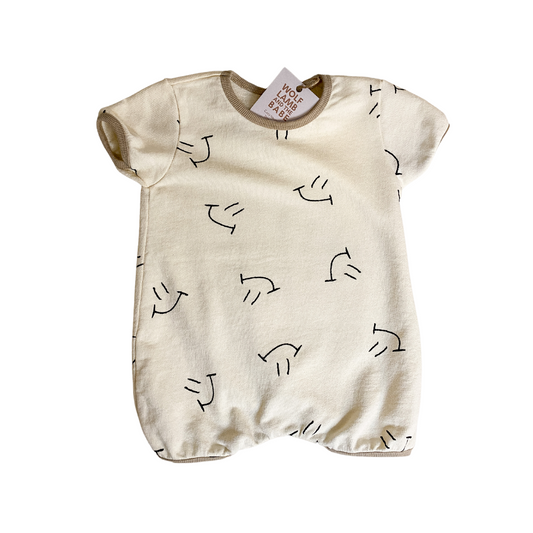 Short Sleeve Romper | Neutral Smiley